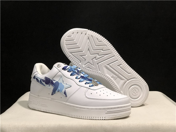 Men's Bape Sta Low Top Leather White Shoes 0011